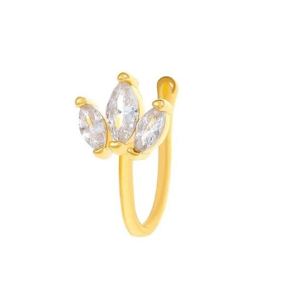 GOLD DIAMOND CROWN NOSE CUFF RING